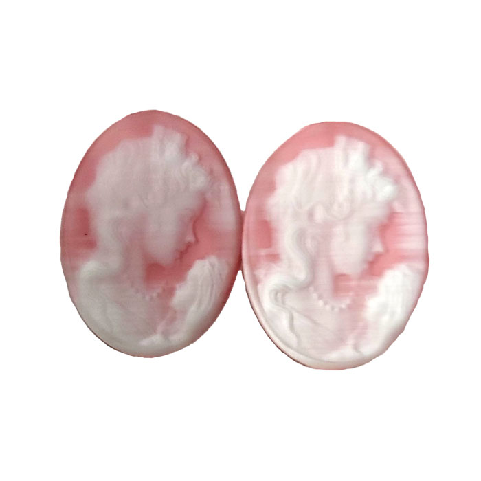 22X30MM WOMAN WITH CHILD CAMEO CAT'S EYE PINK